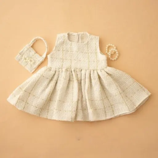 Baby Girl Chanel Inspired Dress Set - With Pearls & Handbag - Image 2